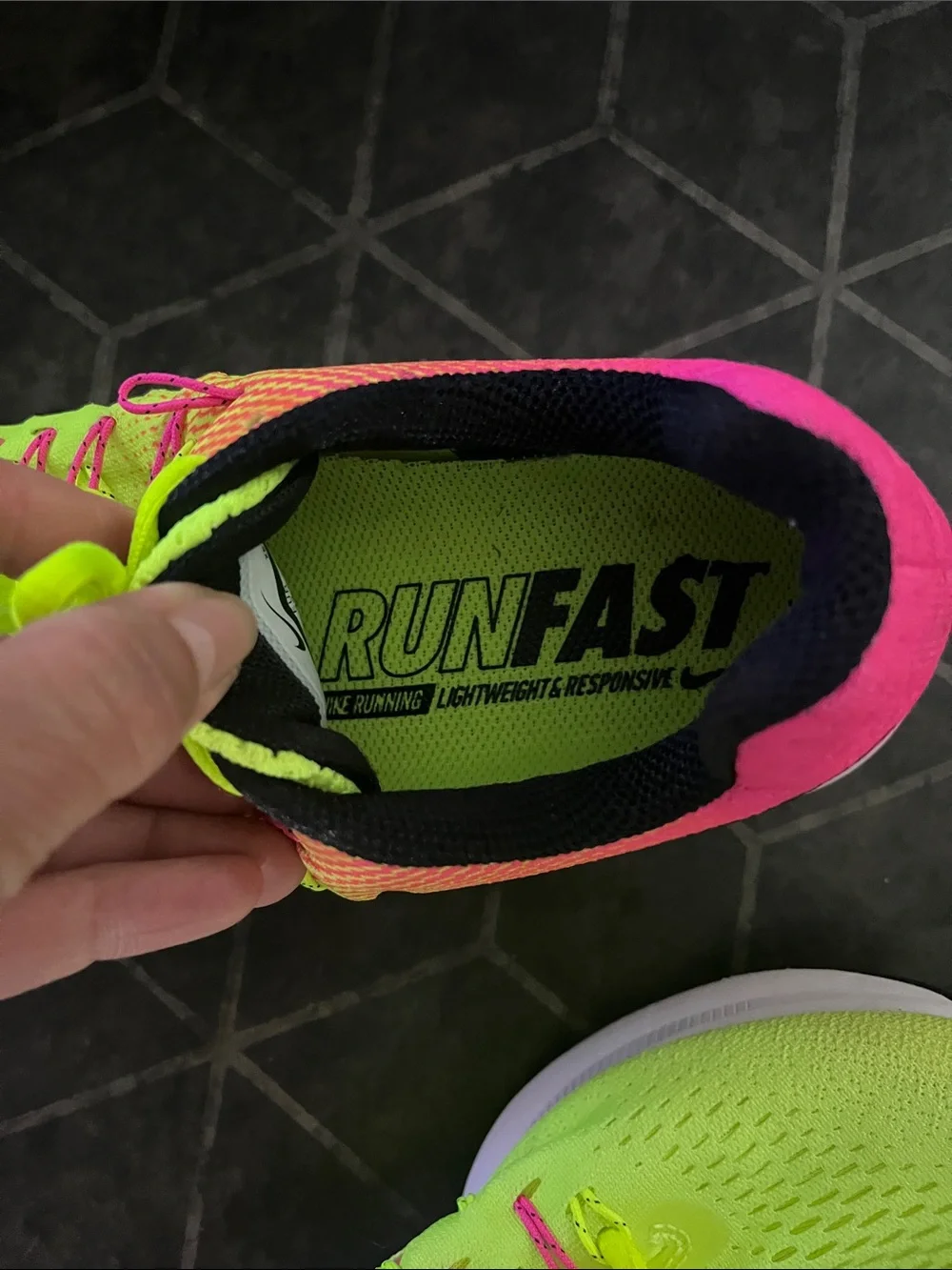Nike Women's Neon Yellow and Hot Pink Gradient Running Shoes